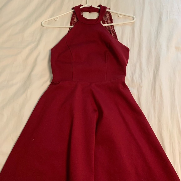 Dark Red Halter Dress - Picture 5 of 7